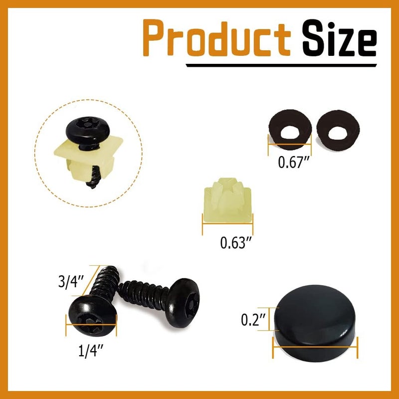 Middrivr 4 Set Black Anti Theft License Plate Screws Kits, Rustproof Stainless Steel Car Tag Plate Mounting Hardware, M6 (1/4") Tamper Proof Screws for Front Rear Frame Holder Mounting - Image 3